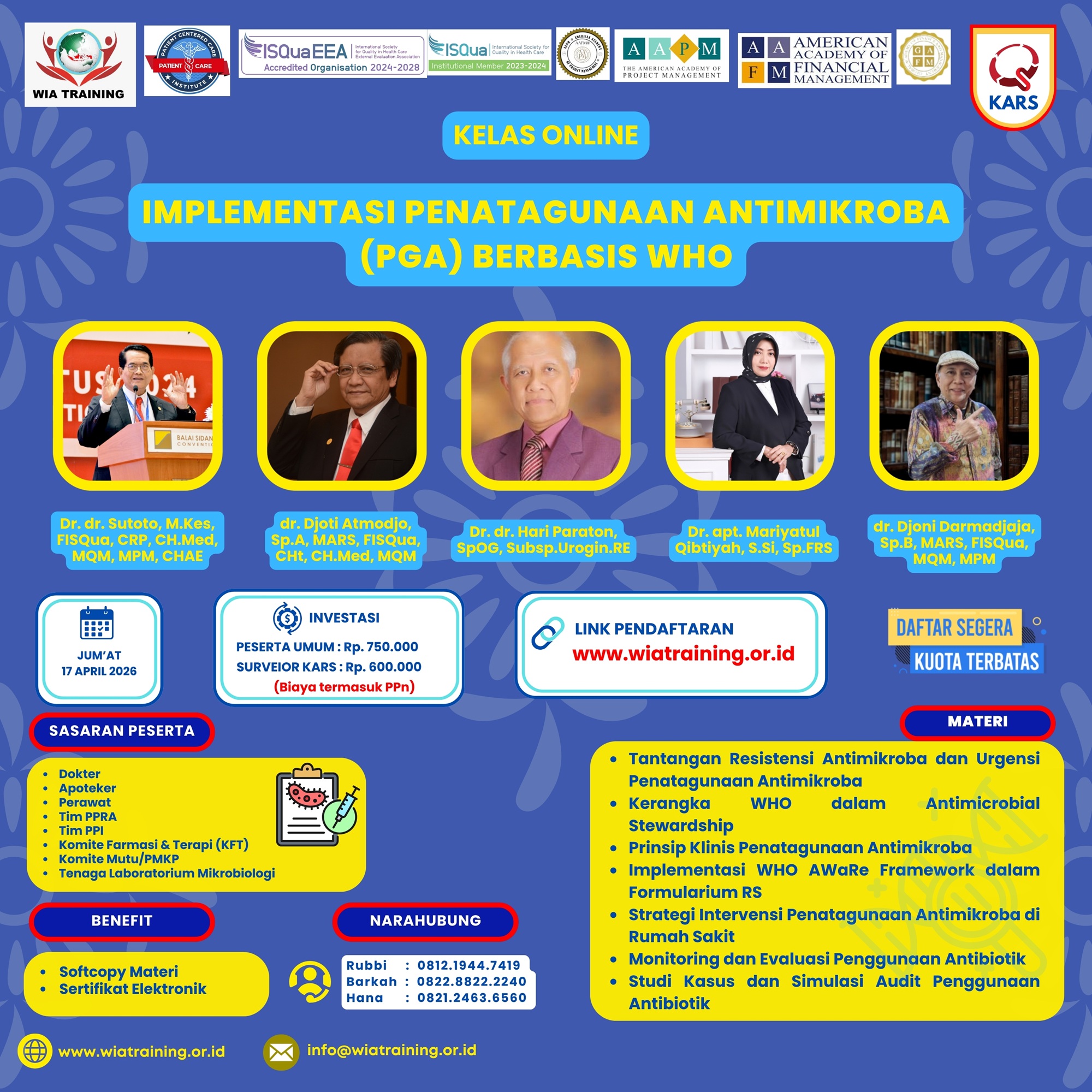 Kelas Online Implementasi Penatagunaan Antimikroba Berbasis 
WHO